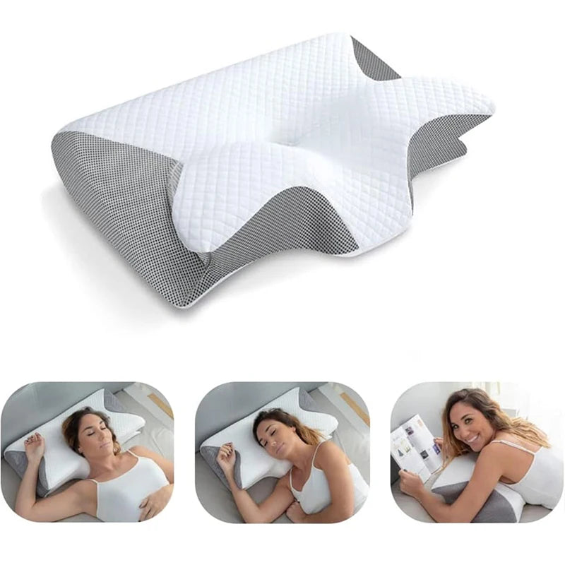 Ergonomic neck support pillow that relieves pain, improves sleep quality, and helps reduce snoring.